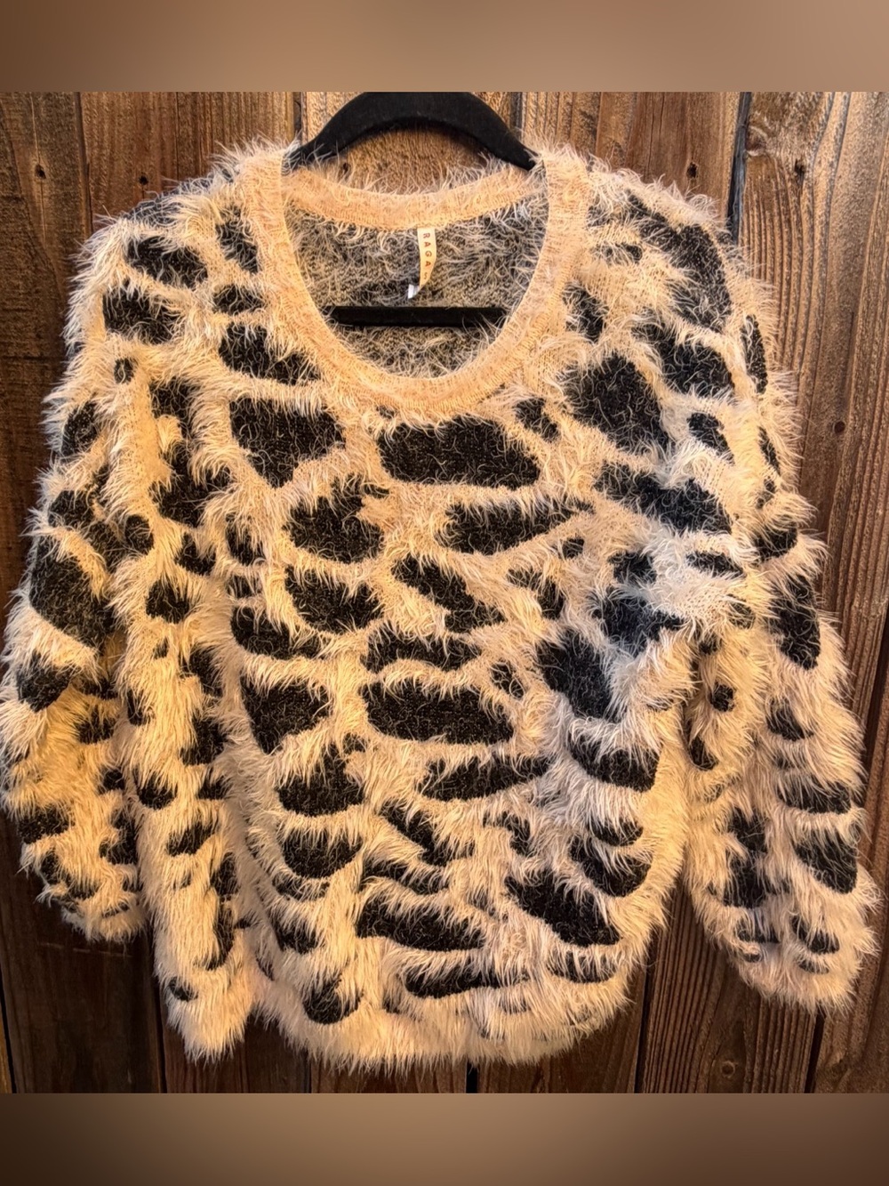 Anthropologie RAGA Leopard Eyelash Sweater size Small